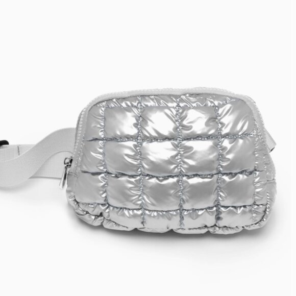 2025-Q4 PRICING--Metallic Silver Quilted Puffer Adjustable Belt/Crossover Bag - Picture 3 of 3